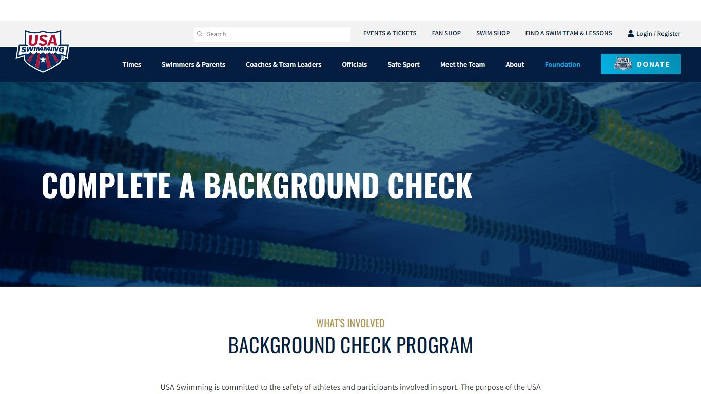 Complete a Background Check - USA Swimming